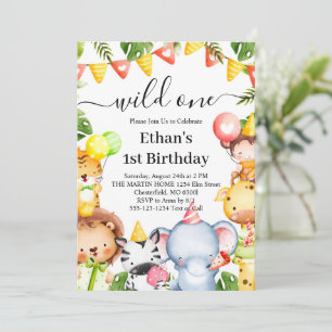 Invitation Fête d'anniversaire des animaux de safari de la ju
