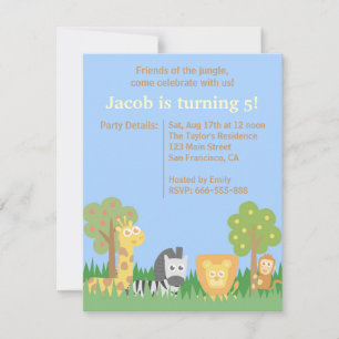 Invitation Fête d'anniversaire des animaux de safari mignons