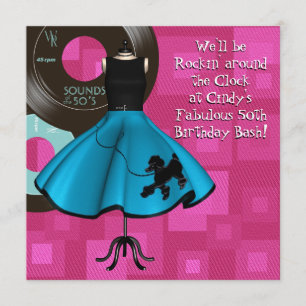 Invitation Fête d'anniversaire des années 1950