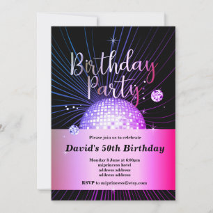 Invitation fête d'anniversaire des années 70, soirée disco