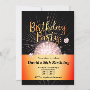 Invitation fête d'anniversaire des années 70, soirée disco