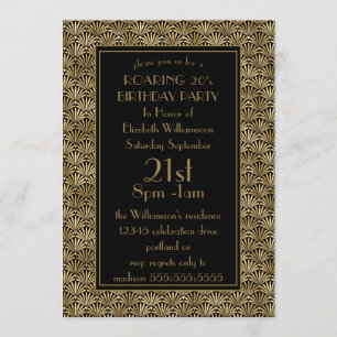 Invitation Fête d'anniversaire des Années Folles Art Déco No