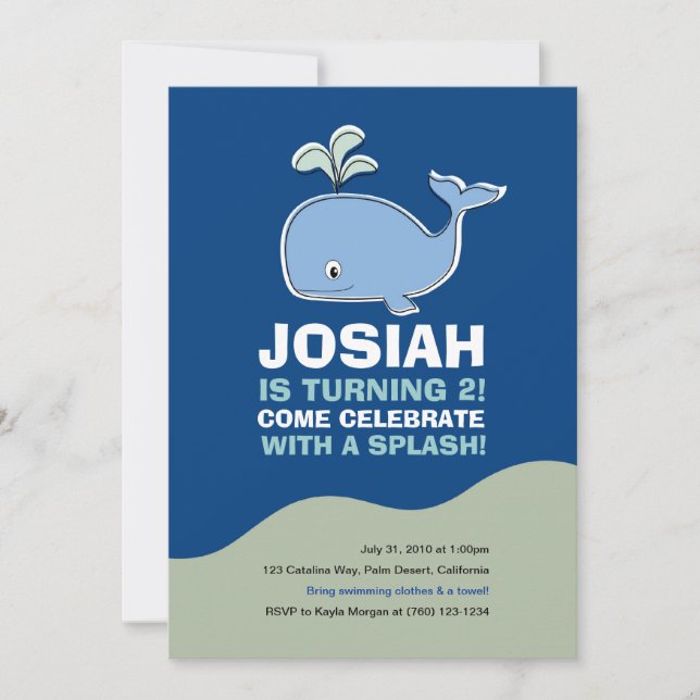 Invitation Fête d'anniversaire des baleines (Devant)