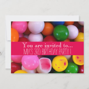 Invitation Fête d'anniversaire des boules de gomme à bonbons