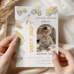 Invitation Fête d'anniversaire des camions de construction po