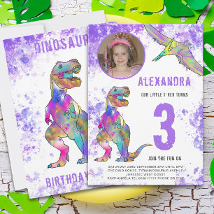 Invitation Fête d'anniversaire des Dinosaur Girls pour leurs 