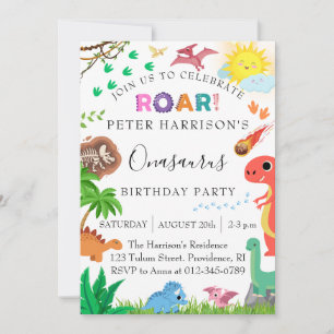 Invitation Fête d'anniversaire des dinosaures Onasaurus