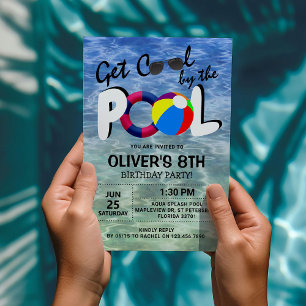 Invitation Fête d'anniversaire des enfants au bord de la pisc