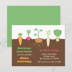 Invitation Fête d'anniversaire des enfants au jardin de légum