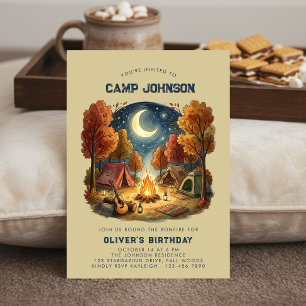 Invitation Fête d'anniversaire des enfants autour d'un feu de