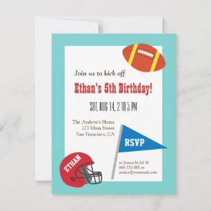 Invitation Fête d'anniversaire des enfants Casque de Football
