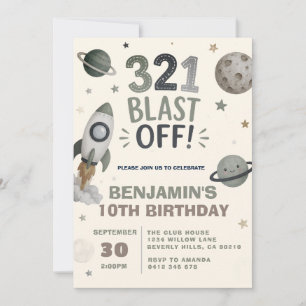 Invitation Fête d'anniversaire des enfants dans l'espace extr