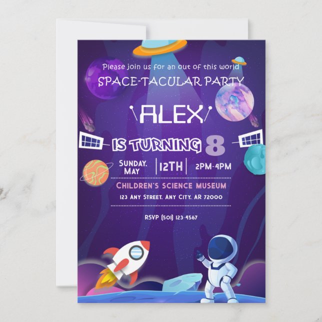 Invitation Fête d'anniversaire des enfants de la galaxie de l (Devant)