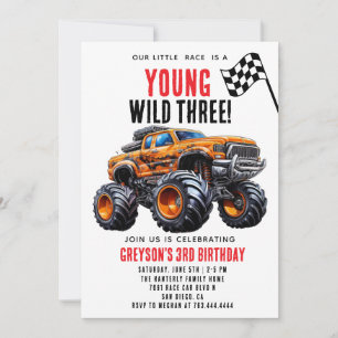 Invitation Fête d'anniversaire des Enfants Monster Trucks