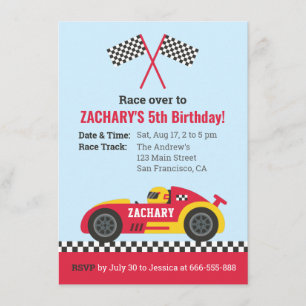 Invitation Fête d'anniversaire des enfants pour voitures de c