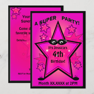 Invitation Fête d'anniversaire des enfants Superhero Star Gir