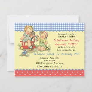 Invitation Fête d'anniversaire des enfants Vintages et des co