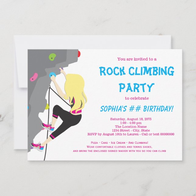 Invitation Fête d'anniversaire des Escalades Rock Girls (Devant)