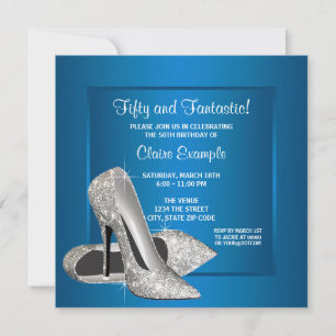 Invitation Fête d'anniversaire des femmes Aqua Blue High Heel