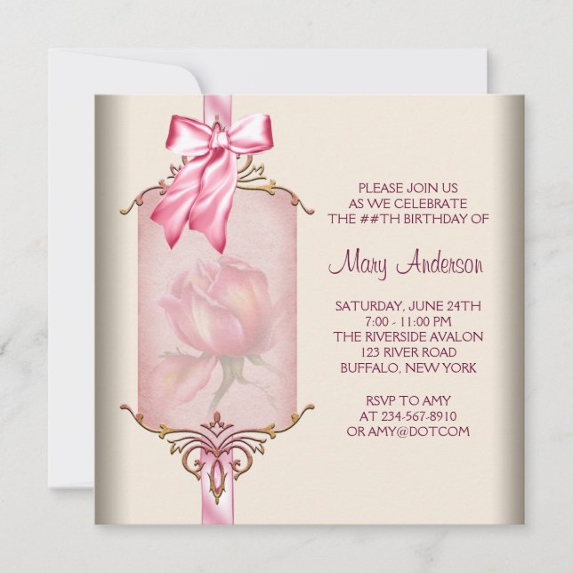 Invitation Fête d'anniversaire des femmes ivoiriennes roses (Devant)