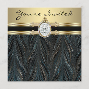 Invitation Fête d'anniversaire des femmes juives d'or noir