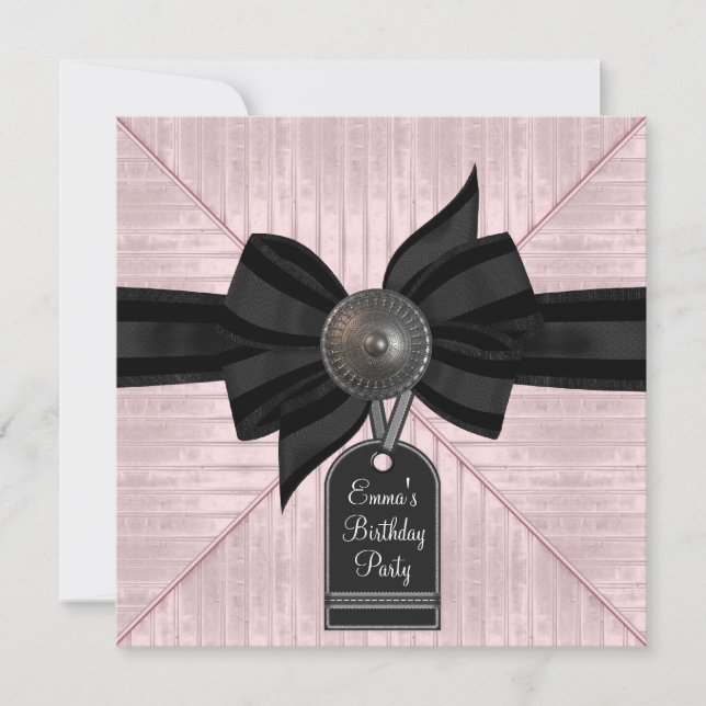 Invitation Fête d'anniversaire des femmes noires roses (Devant)