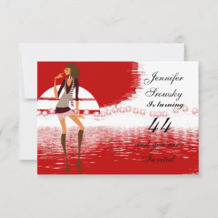 Invitation Fête d'anniversaire des femmes rouge