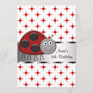 Invitation Fête d'anniversaire des filles coccinelle rouge 6 
