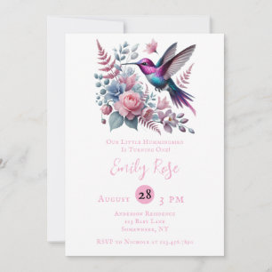 Invitation Fête d'anniversaire des filles colibri et fleurs r