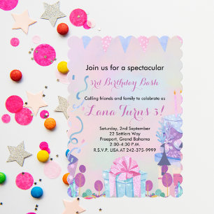 Invitation Fête d'anniversaire des filles de 3 ans