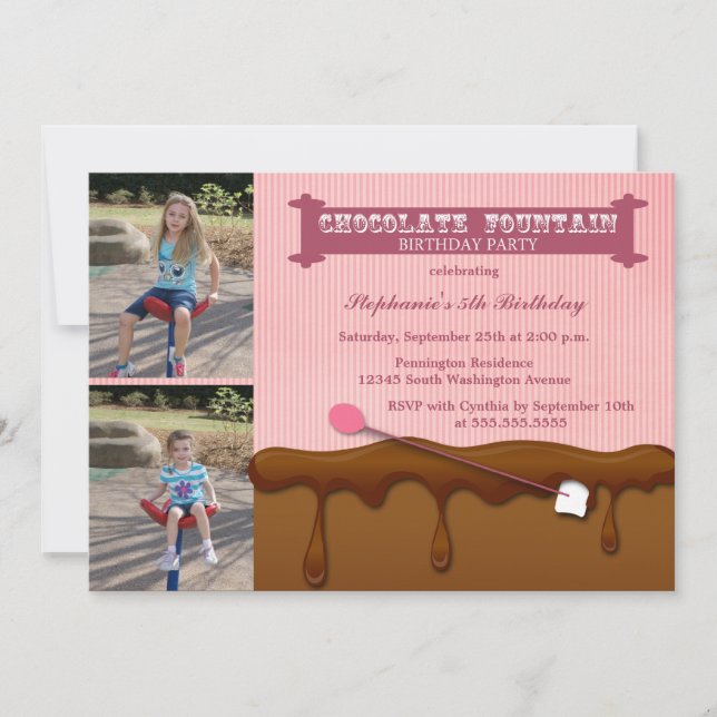Invitation Fête d'anniversaire des filles de la fontaine de c (Devant)