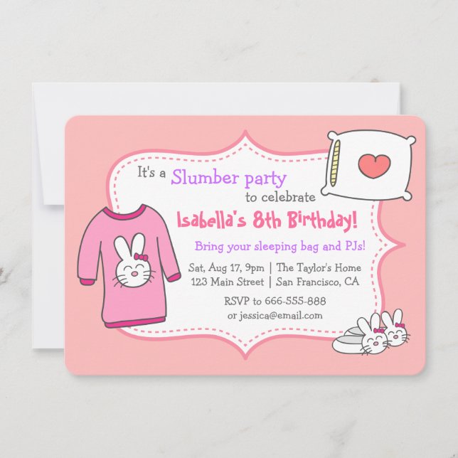 Invitation Fête d'anniversaire des filles de Stwood, Sleepove (Devant)
