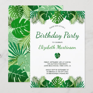 Invitation Fête d'anniversaire des forêts tropicales Feuilles