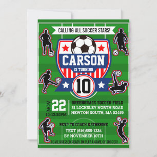 Invitation Fête d'anniversaire des garçons de football sur le