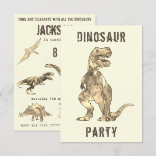 Invitation Fête d'anniversaire des garçons dinosaures 8 ans R