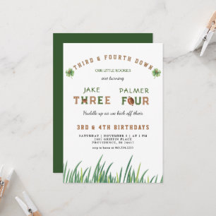 Invitation Fête d'anniversaire des jumeaux irlandais de 4 ans