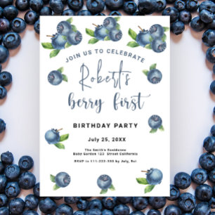 Invitation Fête d'anniversaire des myrtilles 1 an Première