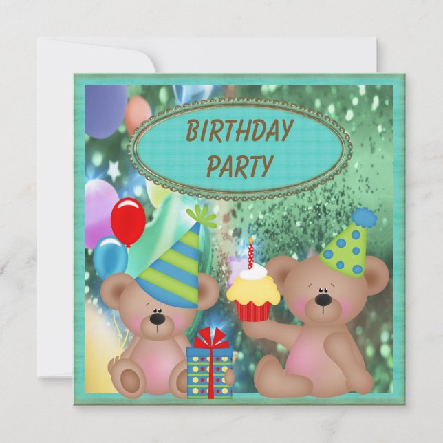 Invitation Fête d'anniversaire des Nounours (Devant)