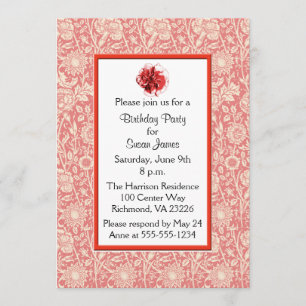 Invitation Fête d'anniversaire des oeillets