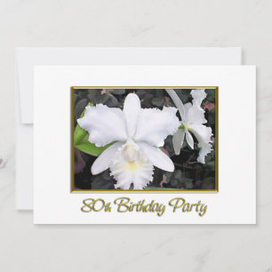 Invitation Fête d'anniversaire des orchidées blanches de crêp