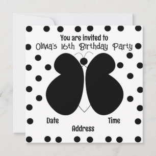 Invitation Fête d'anniversaire des papillons Pois