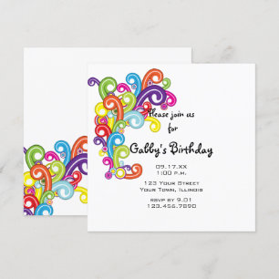 Invitation Fête d'anniversaire des perles colorées