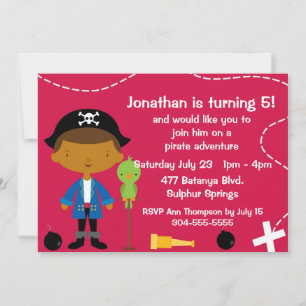 Invitation Fête d'anniversaire des pirates et des perroquets 