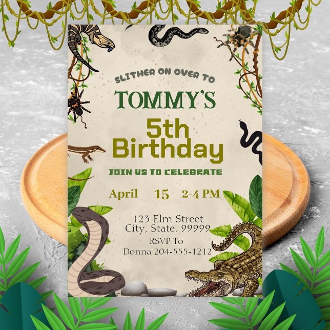 Invitation Fête d'anniversaire des reptiles pour les garçons  (Créateur téléchargé)