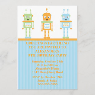 Invitation Fête d'anniversaire des robots Boys