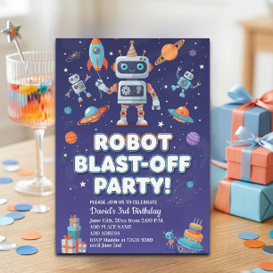 Invitation Fête d'anniversaire des Robots dans l'Espace 3ème