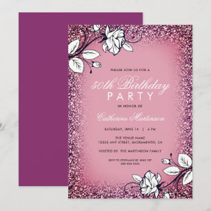 Invitation Fête d'anniversaire des Roses blanches Parties sci