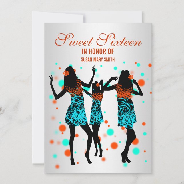 Invitation Fête d'anniversaire des seize ans à l'île hawaïenn (Devant)