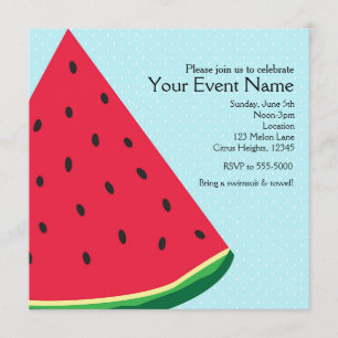 Invitation Fête d'anniversaire d'été amusante pastèque bleue
