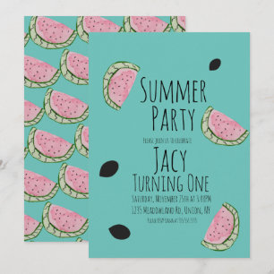 Invitation Fête d'anniversaire d'été aux graines de pastèque 